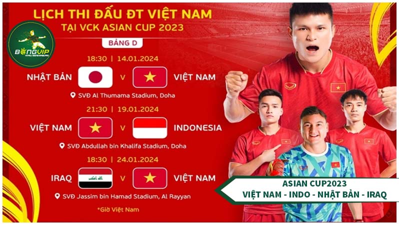 Việt Nam bảng D cùng với Iraq, Nhật Bản và Indonesia